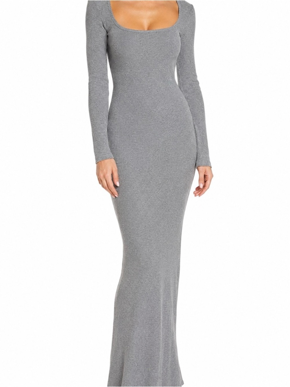 SKIMS Soft Lounge Long Sleeve Maxi Dress Heather Grey M
